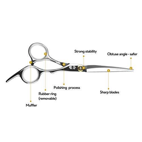 Kimkoo Beard Scissors-Hair Cutting Scissors, Ergonomically Designed Shears, 6.7 in with Detachable Rubber Ring