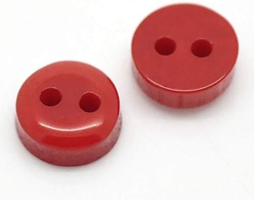 MOPOLIS 500 PCs Resin Sewing Buttons Scrapbooking Round 2 Holes 6mm dia. | 2/8 | M1064 | Colour - Red-B18985