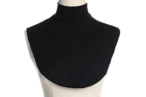 caralin Women Neck Fake Collar Hijab Extensions Solid Neck Cover Half Tops Black