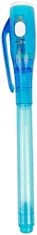 Izasky 1Pcs Invisible Ink Pen - Magic 2 in 1 UV Black Light Combo Creative Stationery Marker Pen Highlighter UV Pen Invisible Ink for Kids (Blue)
