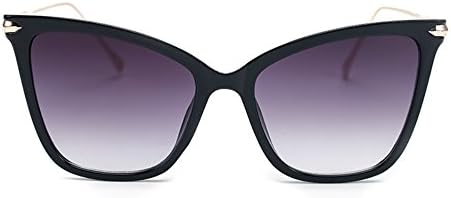 Retro Cateye Sunglasses for Women Square Frame Reflective Clear Gradient Lenses (Black, 45)