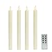 LED Flameless Taper Candles - 10 Inch, Battery Operated, Flickering Warm White Light, Remote Control with Timer Included, Ivory Real Wax, Push Activated Fake Candlesticks - Set of 4