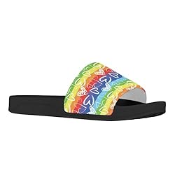 Howilath Heart Rainbow Stripes Comfortable Sandals