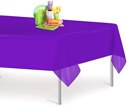 Grandipity Purple Plastic Table Cloth Disposable (6 Pk) 54in x 108in Plastic Tablecloths for Rectangle Tables - Premium Party Table Cloths Disposable for 6ft to 8ft Rectangle Tables