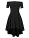 MISSKY Women's Sexy Straight Collar off Shoulder Short Sleeve High Low Skater Dress