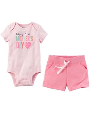 Baby Girl's Happy First Mother's Day Bodysuit Short Set