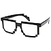 zeroUV Pixelated 8-Bit Clear Lens Computer Nerd Geek Gamer Glasses (Shiny Black)