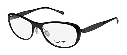 LTLightec 7034l Mens/Womens Designer Full-Rim Shape Spring Hinges Cold Insert Modern Eyeglasses/Eye Glasses (52-15-135, Black/Gray)