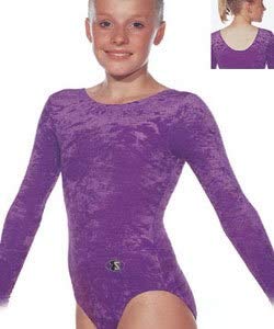 The Zone Z102RAM long-sleeved gymnastics leotard, crushed velour, Purple, size 30"