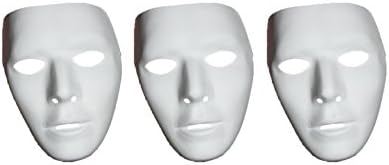 Blank White Male Mask Halloween Accessory,3-Pieces