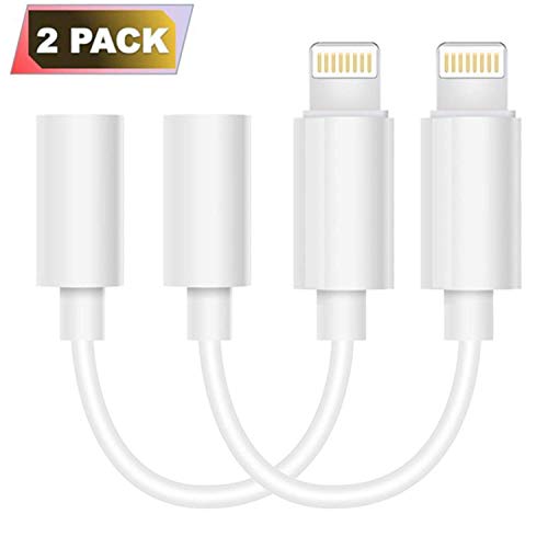 iPhone Headphone Adapter (2 Pack), Compatible with iPhone 7/7Plus /8/8Plus/X/XS/Max/XR Adapter Headphone Jack, 3.5 mm Headphone Adapter Aux Jack Compatible with iOS 11/12 Accessories