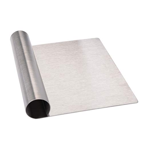 Stainless Steel Griddle Scraper Chopper Pastry Scraper Dough Cutter with Measuring Marks, Multi-purpose Kitchen Tool for Baking/Cooking