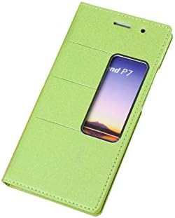 HWER 2 in 1 Bundle for HUAWEI Ascend P7 Leather Flip Protective Wallet Cover Shell with HD Screen Protector,Color:Beach-green