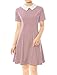 Allegra K Women's Contrast Doll Collar Short Sleeves Flare Dress S Pink