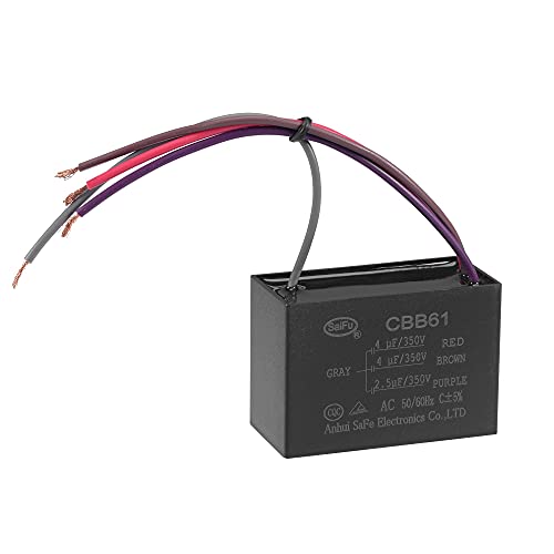 uxcell Ceiling Fan Capacitor CBB61 4/4/2.5uF 350V AC 4 Wires Metallized Polypropylene Film Capacitor 58x40x28mm for Electric Fan Pump Motor Generator: Industrial & Scientific