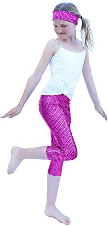 Mermaid Leggings for Girls YogaBerries KIDS pants Capri for dance (Purple Mermaid, 11/12)