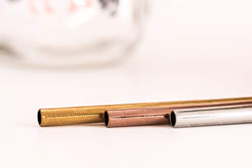 HomeUp Premium Design Edelstahl Strohhalme in Gold, Roségold, Silber (je 2X), 6er Set Wiederverwendbare Trinkhalme inkl… – Bild 3