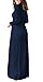DEARCASE Maxi Dress for Women Navy Blue Large Crewneck Long Sleeves Wedding Guest A-line Plain Casual Empire Waist Flowy Party Vintage Spring Fall Winter Floor Dresses with Pocket