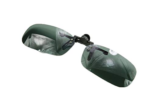 Polarized Black Metal Clip On Flip Up Grey / Gray Sunglass Lenses, True Rectangle, 51mm Wide X 29mm High, 113mm Wide with Bridge