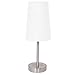LIGHTACCENTS Stick Lamp Chrome with White Fabric Shade - Table Lamp - Bedside Lamp - Small Nightstand Lamp for Bedroom (Brushed Nickel)