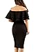 GOSOPIN Women's Off Shoulder Ruffle Bodycon Fit Sexy Midi Dresses Floral Print X-Large Black