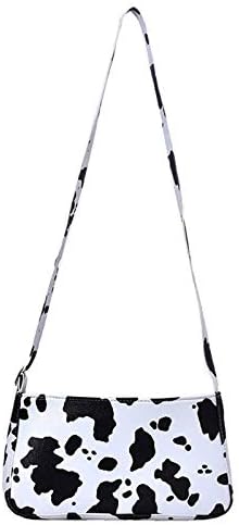 Monland 牛柄女性のショルダーバッグファッションPUレザーメッセンジャーバッグ印刷ハンドバッグ携帯電話バッグ財布牛 ホワイト