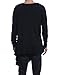 Coofandy Men Casual Long Sleeve O Neck Solid Loose Pleated Pullover T-Shirt,Black,X-Large