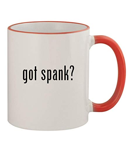 got spank? - 11oz Colored Rim & Handle Sturdy Ceramic Coffee Cup Mug, Red