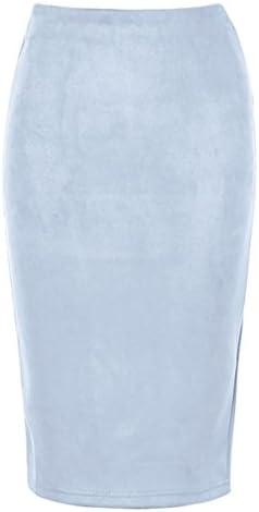 Amakuli Women Faux Suede Pencil Skirt Sexy Elastic Office Lady Bodycon Midi Skirt