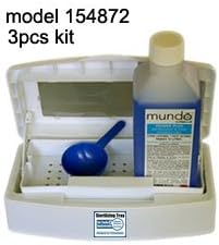 Disinfection Sterilizing Kit / Mundo Power Plus Solution 500ml / Makes 10 litres / Disinfectant sterilizing Tray Box / Measuring spoon / Eyelash Extensions Nail Tattoo Beauty Salon equipment / File Tweezers Pusher Scissors Tools Implements Instruments Sterilizer Disinfector / Soaking Sanitizer / Disinfectant Sterilising