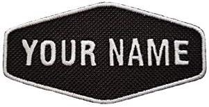 Emporium Embroidery Personalised Embroidered Iron On Patches Retro Style For Custom Name Badges, Customized Biker Jacket Club Uniform Tags Jeans Labels on Corduroy