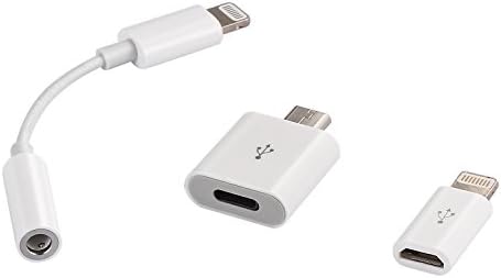 Complete Set (Adapter + Connector) iPhone Lightning to Android Micro USB charger Converter Adapter+Lightning Connector to 3.5mm Female Audio Headphone Jack Adapter,Extender Port Stereo for iPhone 7 /7