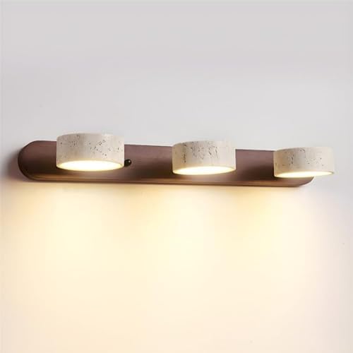 Lámpara de pared LED estilo asombro japonés Wabi-Sabi con pantalla de piedra natural,Aplique vintage giratorio,Lampara de pared espejo de baño,iluminación para cocina,comedor,tocador (A, 3 cabezas)