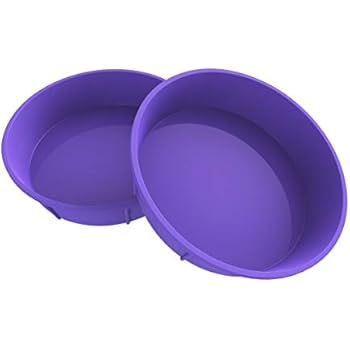 Bakerpan Premium Medium Silicone Round Cake Pan, Round Mold, 7.75 Inches (Purple, 2)