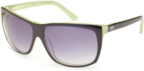 Tres Noir "The Heartbreaker" Womens Large Wayfarer Sunglasses (Black &amp; Green / Grey Gradient)