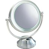 Floxite 7085-8 Rialto Coolite Series Lighted Vanity Mirror - 8x Magnification & 1x Regular (Silver)