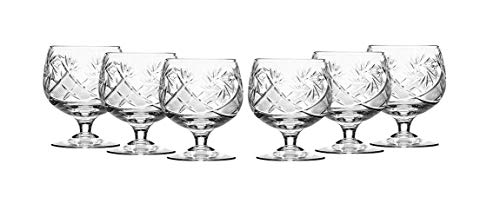 6 Russian CUT Crystal Cognac Snifters 200ml/7oz Hand Made - Thumbnail 3