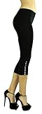 ToBeInStyle Women's Rhinestone Accent Ruched Leggings