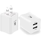 USB Charger, 2 Pack Allytech 2.1A USB Charger 10W Dual USB Wall Charger for iPhone 6S iPhone 6 iPhone 6 Plus, iPod iPhone 5 5S - White