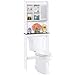 Best Choice Products Wooden Modern Contemporary Over-The-Toilet Space Saver Organization Storage Cabinet for Home, Bathroom w/Adjustable Shelves, Cubby, Framed Door Panel, White