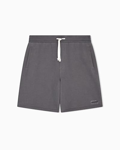 Armani Exchange Men's Cozy Relaxed Fit Side Logo Patch Shorts, Dark Gull Gray, XL