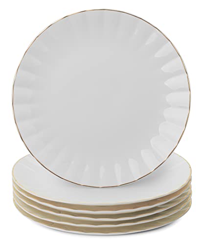 BTaT- Porcelain Dinner Plates With Gold Inch, Set Of