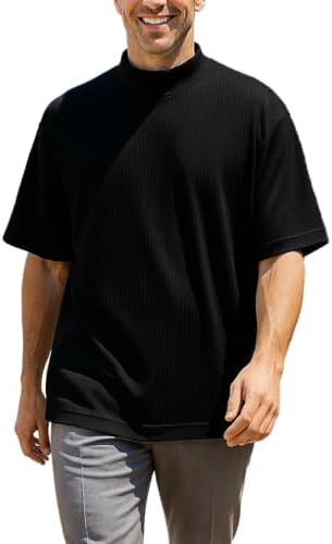 Akwa Men's Mock Turtleneck T-Shirt Lightweight Moisture Wicking