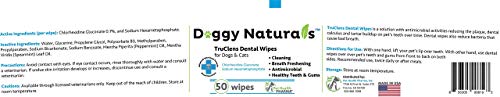 Dental Wipes for Dogs and Cats with Chlorhexidine and Sodium Hexametaphosphate That Helps Remove Plaque Tartar Buildup Calculus, Bad Breath,Tooth Decay & Gingivitis (50 Wipe) Made in USA TruClens
