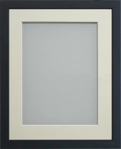 Frame Company Jellybean Range Black Wooden 10x8 inch Picture Photo Frame with Ivory Mount for Image 8x6 inch * Choice of Colours & Sizes* Fitted with Perspex