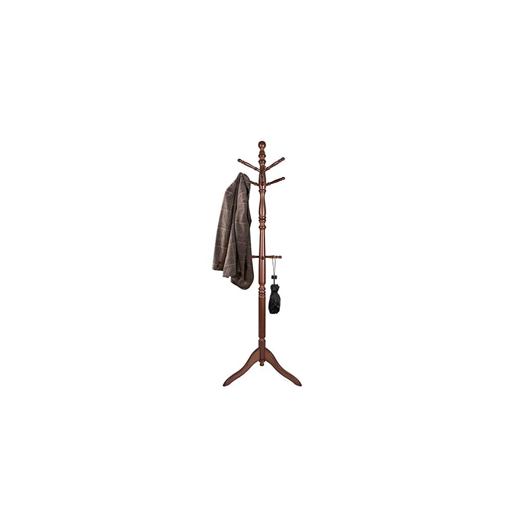 Vlush Free Standing Coat Rack, Wooden Coat Hat Tree Coat Hanger Holder