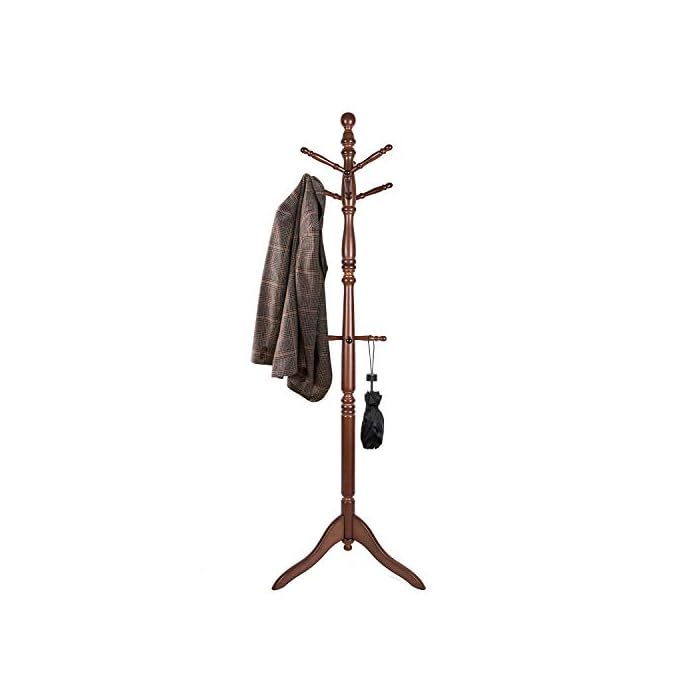 Vlush Free Standing Coat Rack, Wooden Coat Hat Tree Coat Hanger Holder