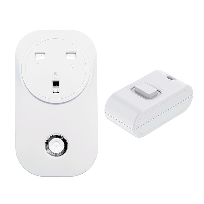 ECO-NEWLEAF Kinetic Wireless Control Socket, 13A Wireless Plug With Self-powered Remoter for Household Appliances, 30m Operating Range