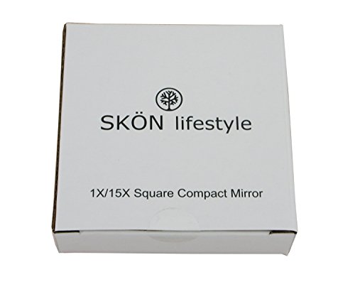 SKN lifestyle -Missy, Stylish 15X/1X Personal Compact Mirror - Powerful 15X magnification & traditional 1X mirror, Full 180 degree opening, Effortless magnetic closure and opening- Metallic Silver