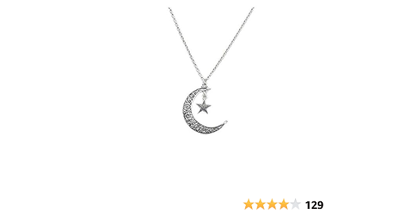 Amazon.com: JY Jewelry Collar con colgante, media luna recubierta en plata  : Ropa, Zapatos y Joyería
